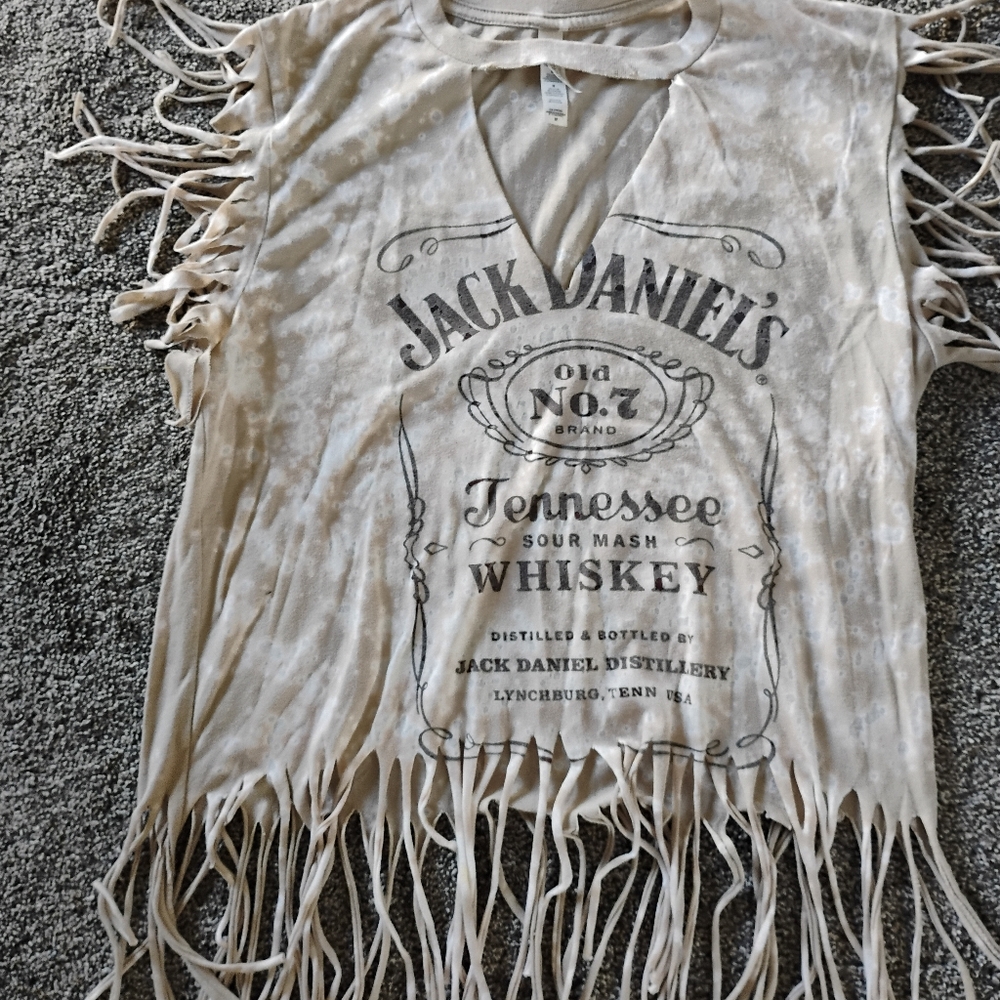 Jack Daniels Cream Fringe Crop Top